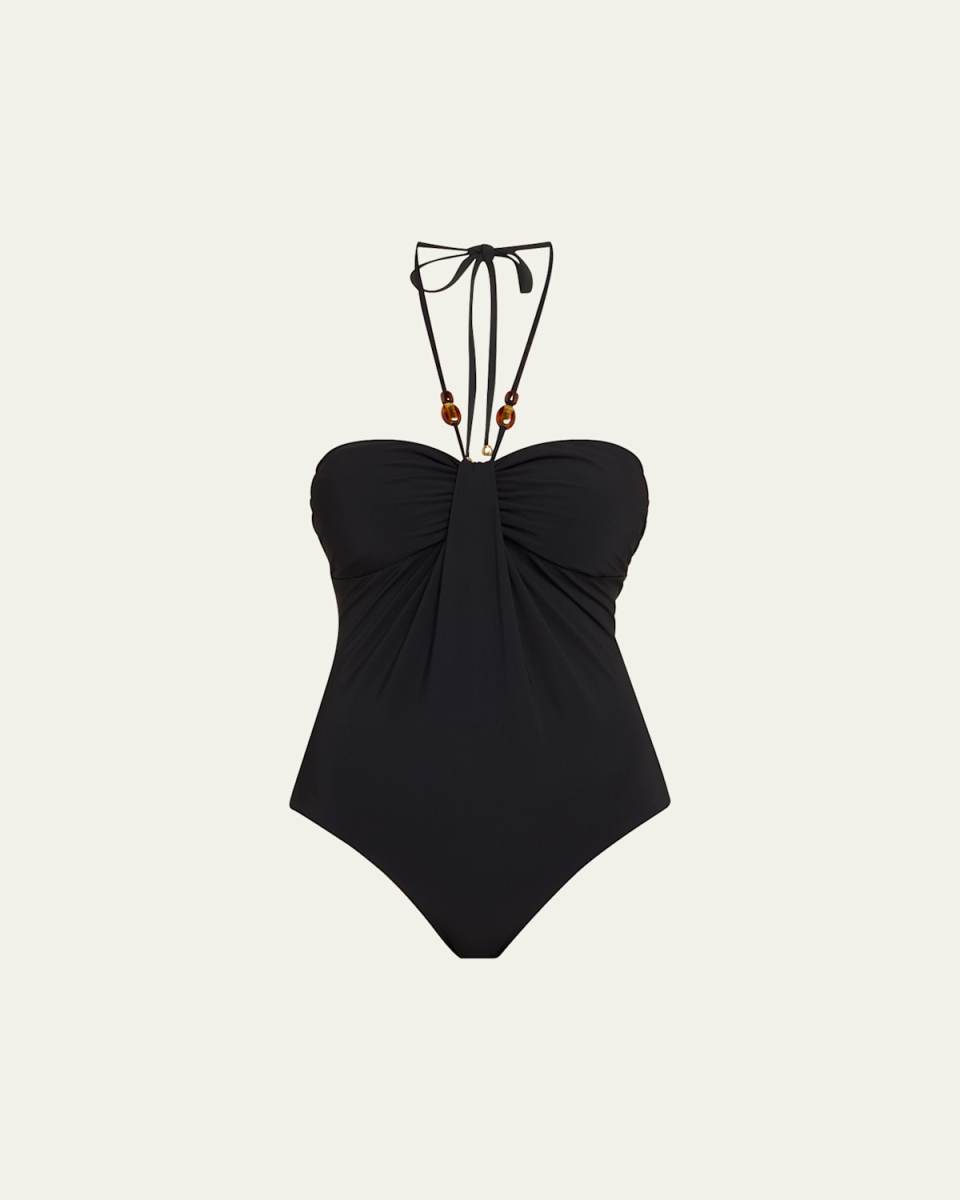 Wylie Drape Halter One-Piece Swimsuit